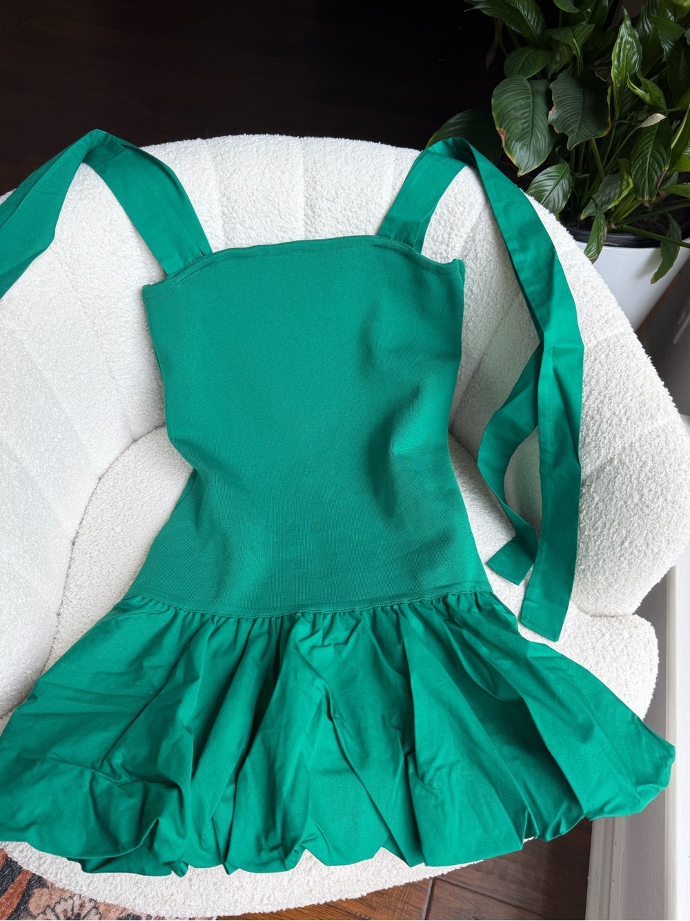 Anthropologie Girls Emerald Tie-Shoulder Ruffle Dress